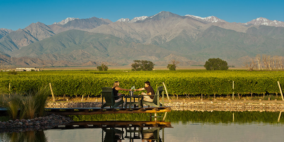 Raising a toast in beautiful scenery